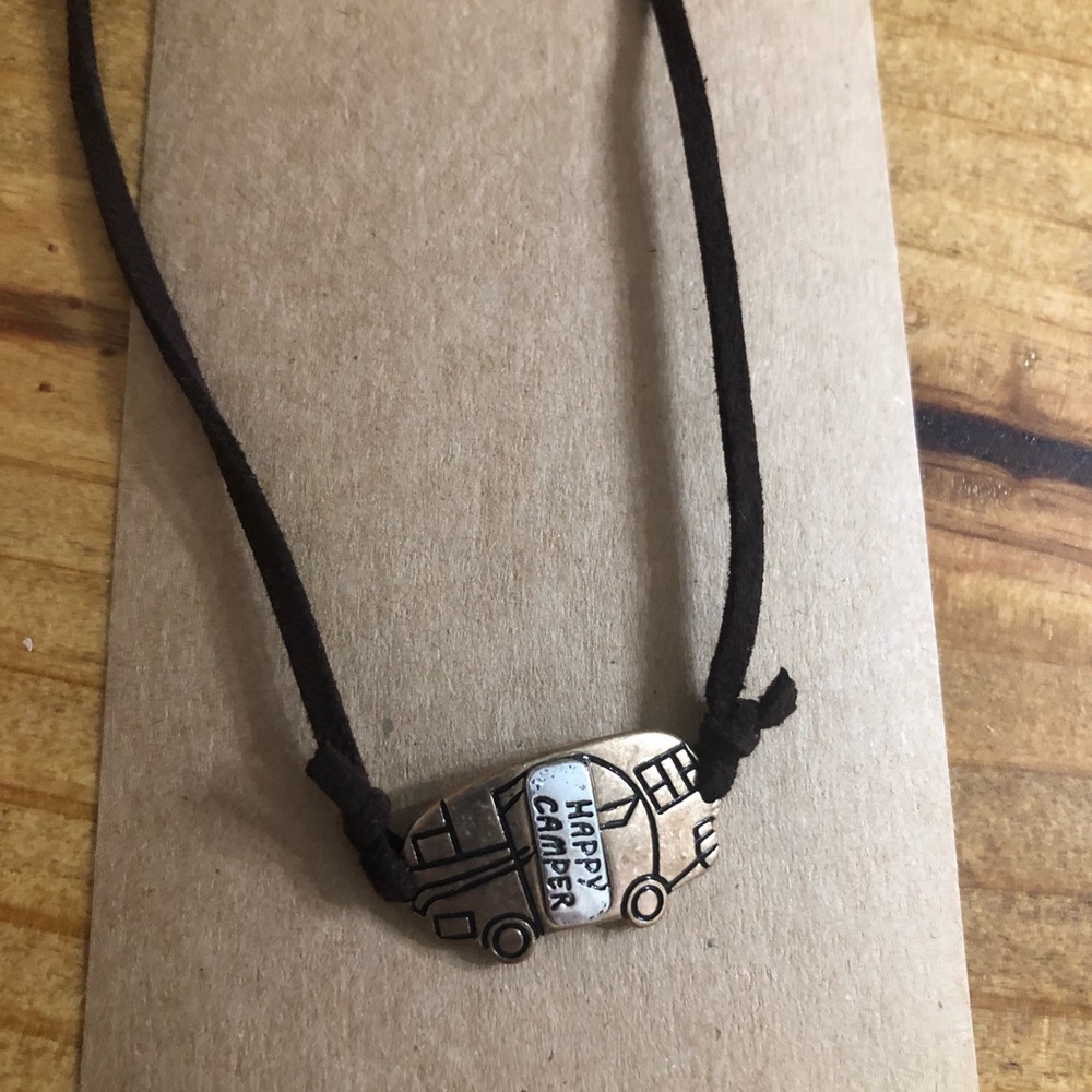 Happy Camper suede necklace